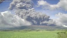 Kanlaon Volcano in the Philippines erupts with a 1.86 mile eruption plume. 